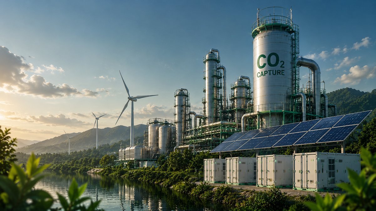 CO2 capture plant integrated with wind, solar and battery storage